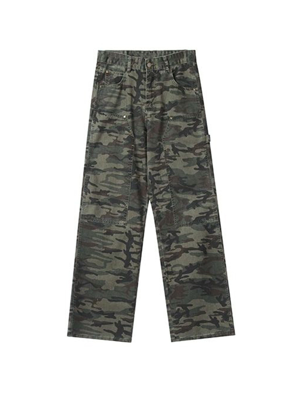Men's Camo Print Loose Jeans-1