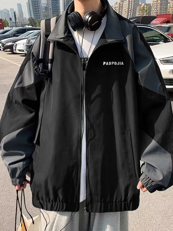 Men's Contrast Zip Up Jacket-2