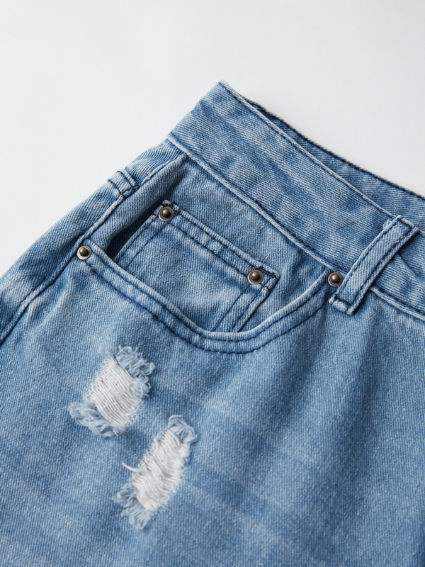 Basic Wash Straight Leg Boyfriend Jeans-4