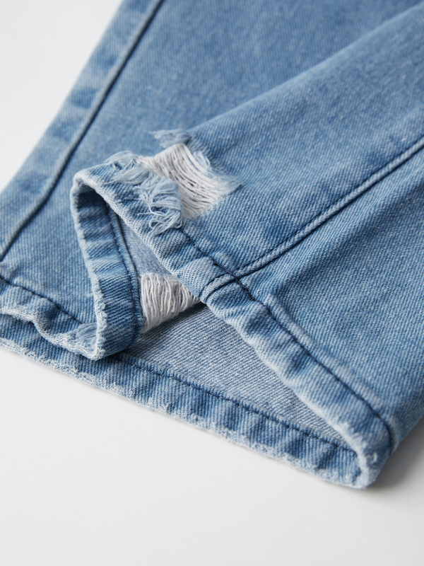 Basic Wash Straight Leg Boyfriend Jeans-5