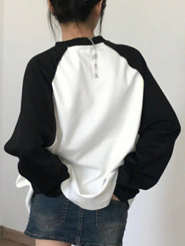 Portrait Graffiti Print Raglan Oversized Long Sleeve Tee-3