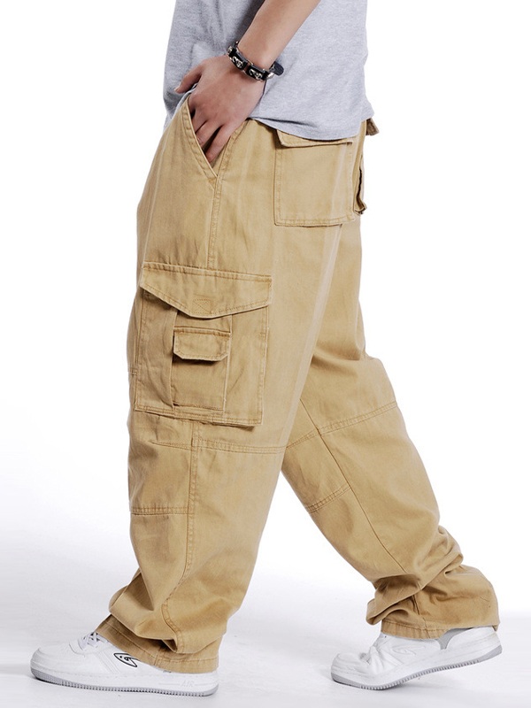 Men's Buckle Belt Loose Cago Pants-1