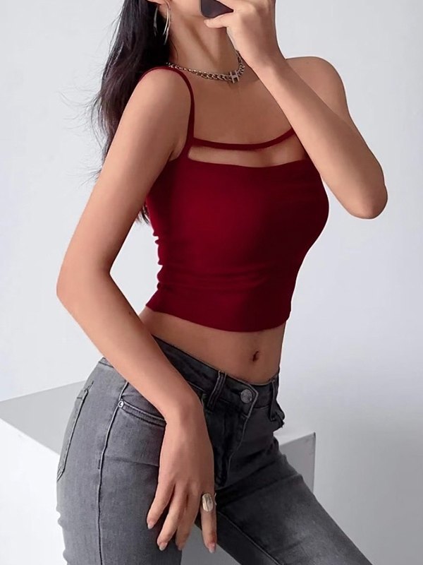 Hollow Out Crop Cami Top-1